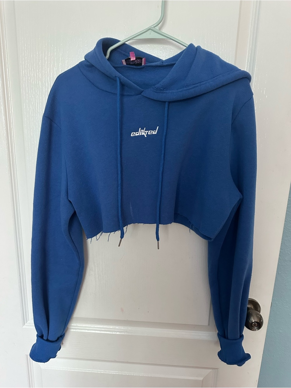 Edikted Royal Blue Cropped Hoodie